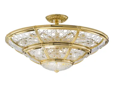 GIOTTO 1898/14SF-C - Gold plated semi flush with crystal glass _ Possoni Illuminazione